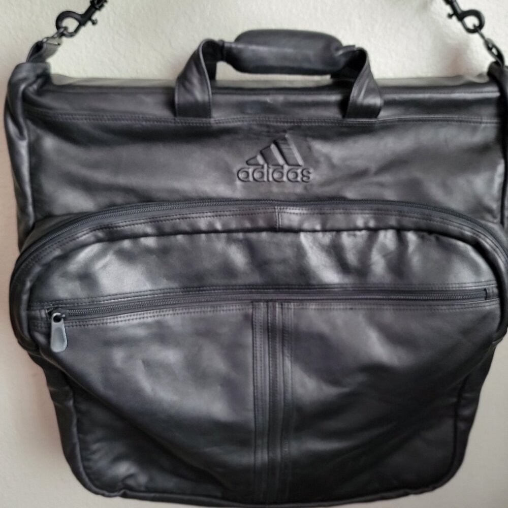 Adidas Black Leather Folding Suit /Travel Bag